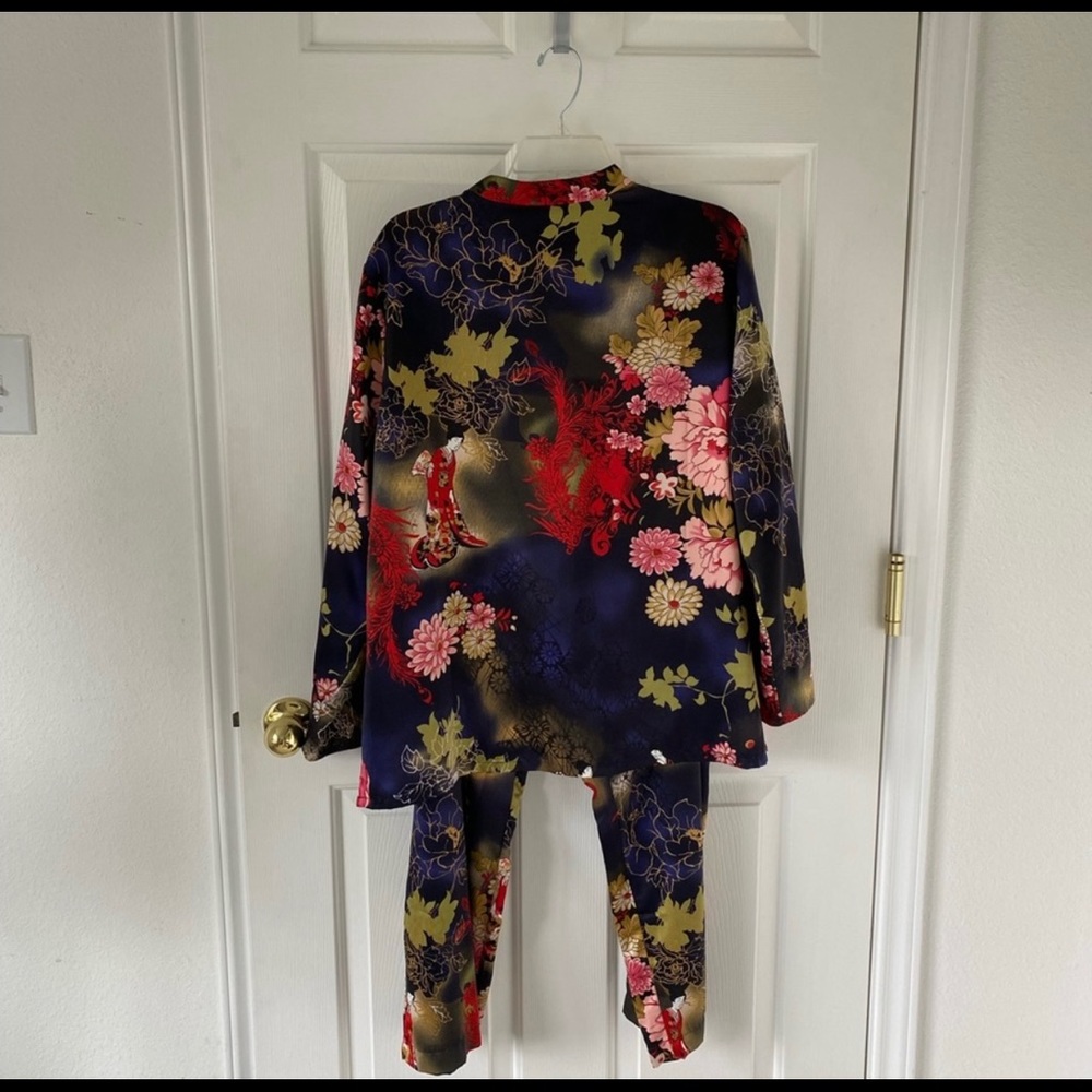 Natori Cruz Geisha Asian Print Pajama Set Top Pant